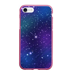 Чехол iPhone 7/8 матовый Фиолетовая розовая звездная туманность в космосе, цвет: 3D-малиновый