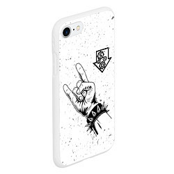 Чехол iPhone 7/8 матовый System of a Down и рок символ, цвет: 3D-белый — фото 2