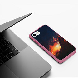 Чехол iPhone 7/8 матовый Взрыв галактики, цвет: 3D-малиновый — фото 2