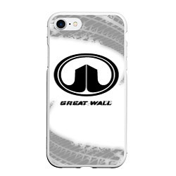 Чехол iPhone 7/8 матовый Great Wall speed на светлом фоне со следами шин, цвет: 3D-белый