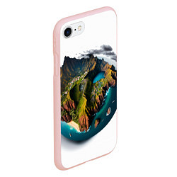 Чехол iPhone 7/8 матовый Планета с одним островом, цвет: 3D-светло-розовый — фото 2