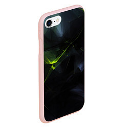 Чехол iPhone 7/8 матовый Black green elements, цвет: 3D-светло-розовый — фото 2