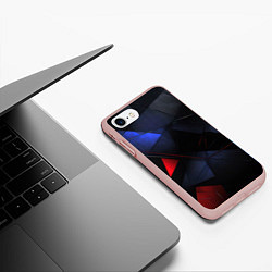 Чехол iPhone 7/8 матовый Black green blue red, цвет: 3D-светло-розовый — фото 2