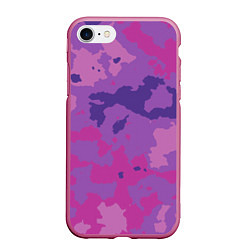 Чехол iPhone 7/8 матовый Фиолетовый камуфляж, цвет: 3D-малиновый