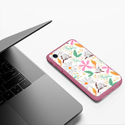 Чехол iPhone 7/8 матовый Spring flowers, цвет: 3D-малиновый — фото 2