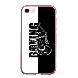 Чехол iPhone 7/8 матовый Boxing чёрно-белое, цвет: 3D-малиновый