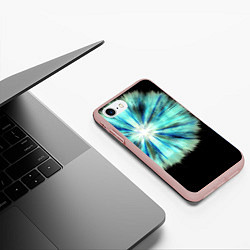 Чехол iPhone 7/8 матовый Тай-дай бирюзовый круг, цвет: 3D-светло-розовый — фото 2