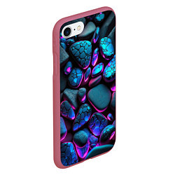 Чехол iPhone 7/8 матовый Неоновые камни, цвет: 3D-малиновый — фото 2