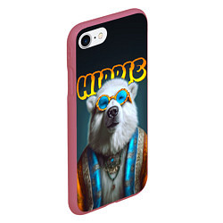 Чехол iPhone 7/8 матовый Хиппи белый медведь, цвет: 3D-малиновый — фото 2