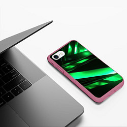 Чехол iPhone 7/8 матовый Зеленая неоновая абстракция, цвет: 3D-малиновый — фото 2