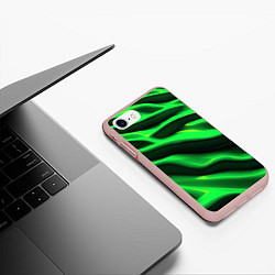 Чехол iPhone 7/8 матовый Зелено-черный абстрактный фон, цвет: 3D-светло-розовый — фото 2