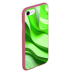 Чехол iPhone 7/8 матовый Светлые зеленые волны, цвет: 3D-малиновый — фото 2