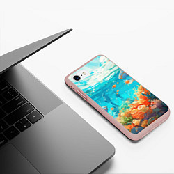 Чехол iPhone 7/8 матовый Морской подводный мир, цвет: 3D-светло-розовый — фото 2