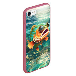 Чехол iPhone 7/8 матовый Рыба карп, цвет: 3D-малиновый — фото 2