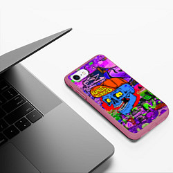 Чехол iPhone 7/8 матовый Humble minds - skull - graffiti, цвет: 3D-малиновый — фото 2