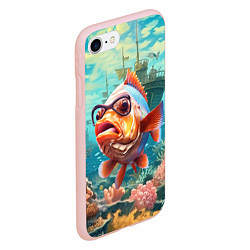 Чехол iPhone 7/8 матовый Рыбка в озере, цвет: 3D-светло-розовый — фото 2