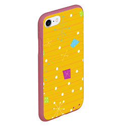 Чехол iPhone 7/8 матовый Yellow abstraction, цвет: 3D-малиновый — фото 2