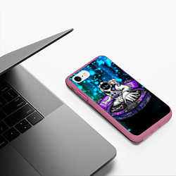 Чехол iPhone 7/8 матовый Space DJ - neon starfall, цвет: 3D-малиновый — фото 2