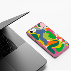 Чехол iPhone 7/8 матовый Краски абстрактные линии, цвет: 3D-малиновый — фото 2