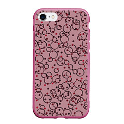 Чехол iPhone 7/8 матовый Абстракция круги розовый, цвет: 3D-малиновый