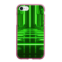 Чехол iPhone 7/8 матовый Зеленые световые объекты, цвет: 3D-малиновый
