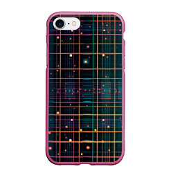 Чехол iPhone 7/8 матовый Лучи и огоньки, цвет: 3D-малиновый
