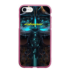Чехол iPhone 7/8 матовый Cyberpunk 2077 phantom liberty cyborg, цвет: 3D-малиновый