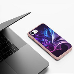 Чехол iPhone 7/8 матовый Сине-фиолетовый всплеск, цвет: 3D-светло-розовый — фото 2