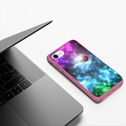 Чехол iPhone 7/8 матовый Планета в космическом пространстве, цвет: 3D-малиновый — фото 2