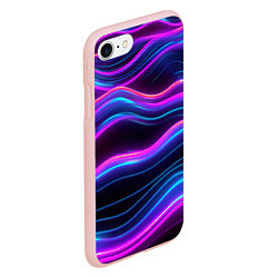 Чехол iPhone 7/8 матовый Фиолетовые неоновые волны, цвет: 3D-светло-розовый — фото 2
