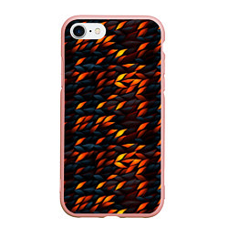 Чехол iPhone 7/8 матовый Black orange texture, цвет: 3D-светло-розовый