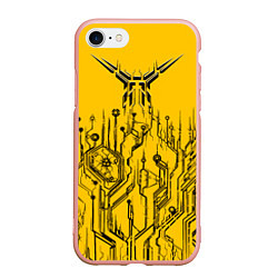 Чехол iPhone 7/8 матовый Киберпанк Yellow-Black, цвет: 3D-светло-розовый