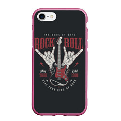 Чехол iPhone 7/8 матовый Rock and roll - хой, цвет: 3D-малиновый