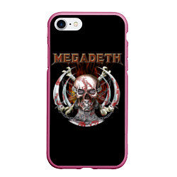 Чехол iPhone 7/8 матовый Megadeth - боевой череп, цвет: 3D-малиновый