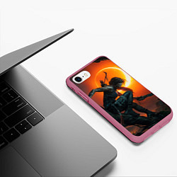 Чехол iPhone 7/8 матовый Тень Лары Крофт, цвет: 3D-малиновый — фото 2