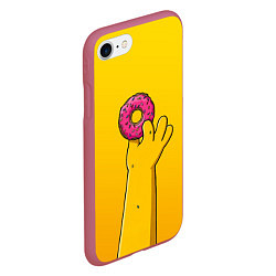 Чехол iPhone 7/8 матовый Гомер и пончик, цвет: 3D-малиновый — фото 2