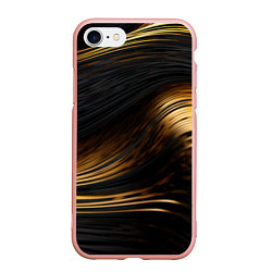 Чехол iPhone 7/8 матовый Black gold waves, цвет: 3D-светло-розовый