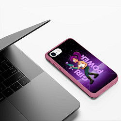 Чехол iPhone 7/8 матовый Futurama: Лила с бластером, цвет: 3D-малиновый — фото 2