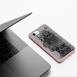 Чехол iPhone 7/8 матовый Призрак Самурай, цвет: 3D-светло-розовый — фото 2