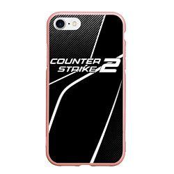 Чехол iPhone 7/8 матовый Counter strike 2 - white line, цвет: 3D-светло-розовый