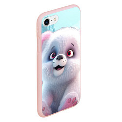 Чехол iPhone 7/8 матовый Милый белый пушистый медвежонок, цвет: 3D-светло-розовый — фото 2