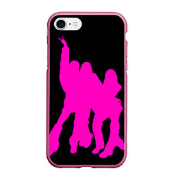 Чехол iPhone 7/8 матовый Розовый силуэт Blackpink на черном фоне, цвет: 3D-малиновый
