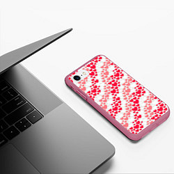 Чехол iPhone 7/8 матовый Волны Любви - сердечки, цвет: 3D-малиновый — фото 2