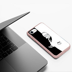 Чехол iPhone 7/8 матовый Homer Simpson - black and white, цвет: 3D-светло-розовый — фото 2