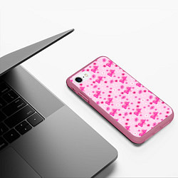 Чехол iPhone 7/8 матовый Барби, сердечки и цветочки, цвет: 3D-малиновый — фото 2