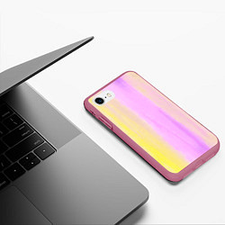Чехол iPhone 7/8 матовый Акварельный градиент желто- розовый, цвет: 3D-малиновый — фото 2