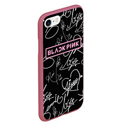 Чехол iPhone 7/8 матовый Blackpink - автографы, цвет: 3D-малиновый — фото 2