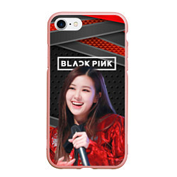 Чехол iPhone 7/8 матовый Rose Blackpink black red, цвет: 3D-светло-розовый