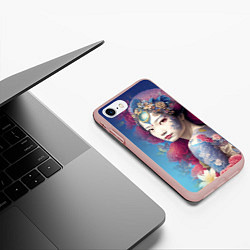 Чехол iPhone 7/8 матовый Japanese girl - irezumi - tattoo - art, цвет: 3D-светло-розовый — фото 2