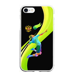 Чехол iPhone 7/8 матовый Волейбол Россия, цвет: 3D-белый